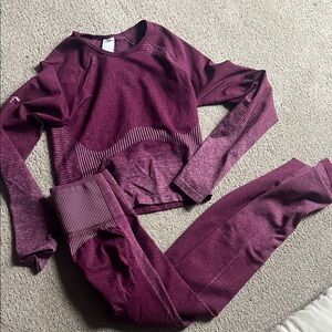 Fabletics Burgundy Long Sleeve Top and Leggings Set